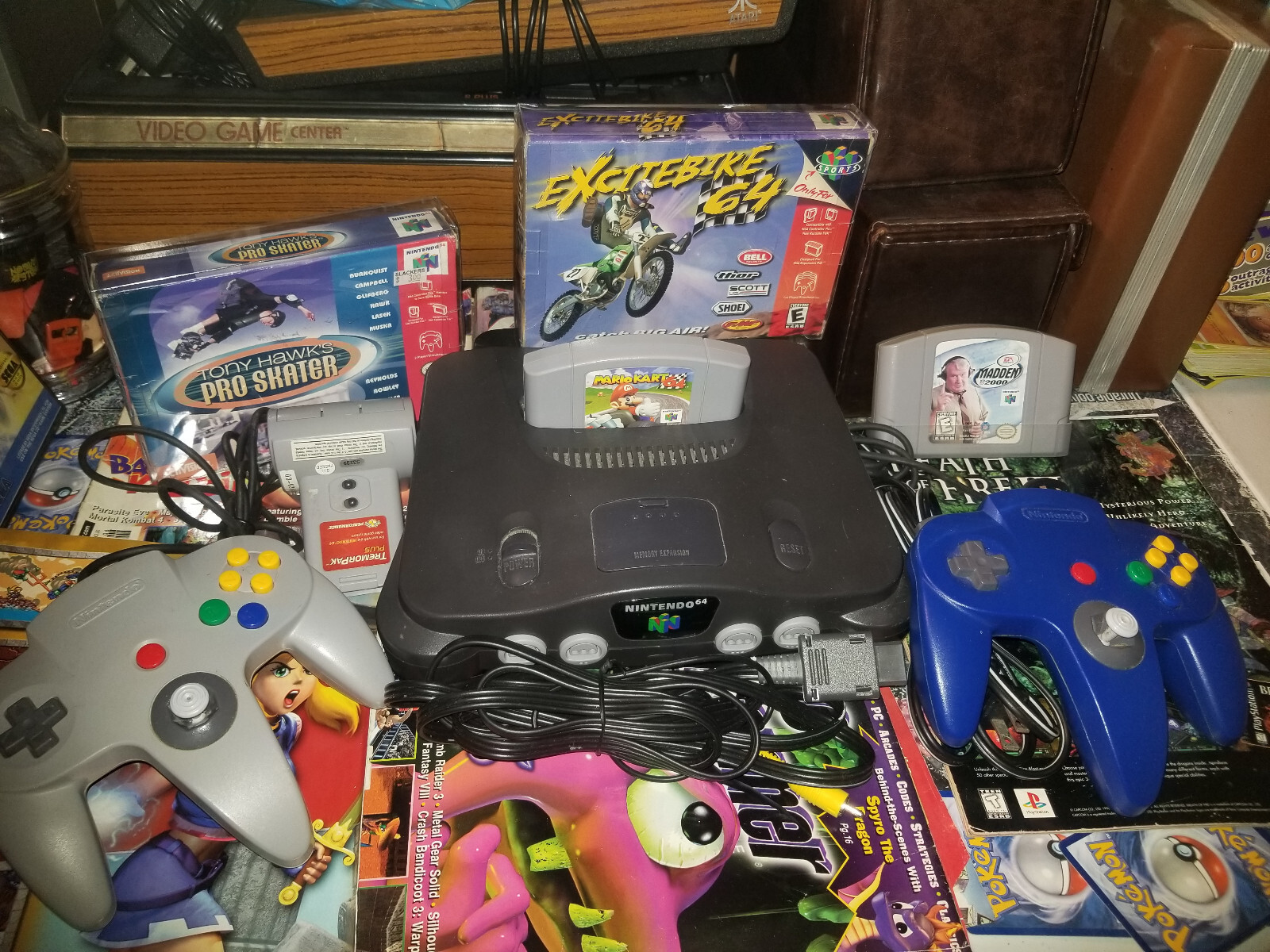 NINTENDO N64 W/ Super mario kart 64, Excitebike & Tony Hawk CIB  and MORE!!