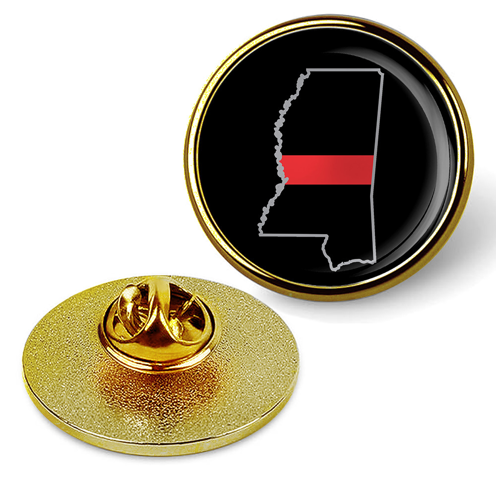 First Responder Thin Red Line Mississippi Firefighter Brooches & Pins - Gold