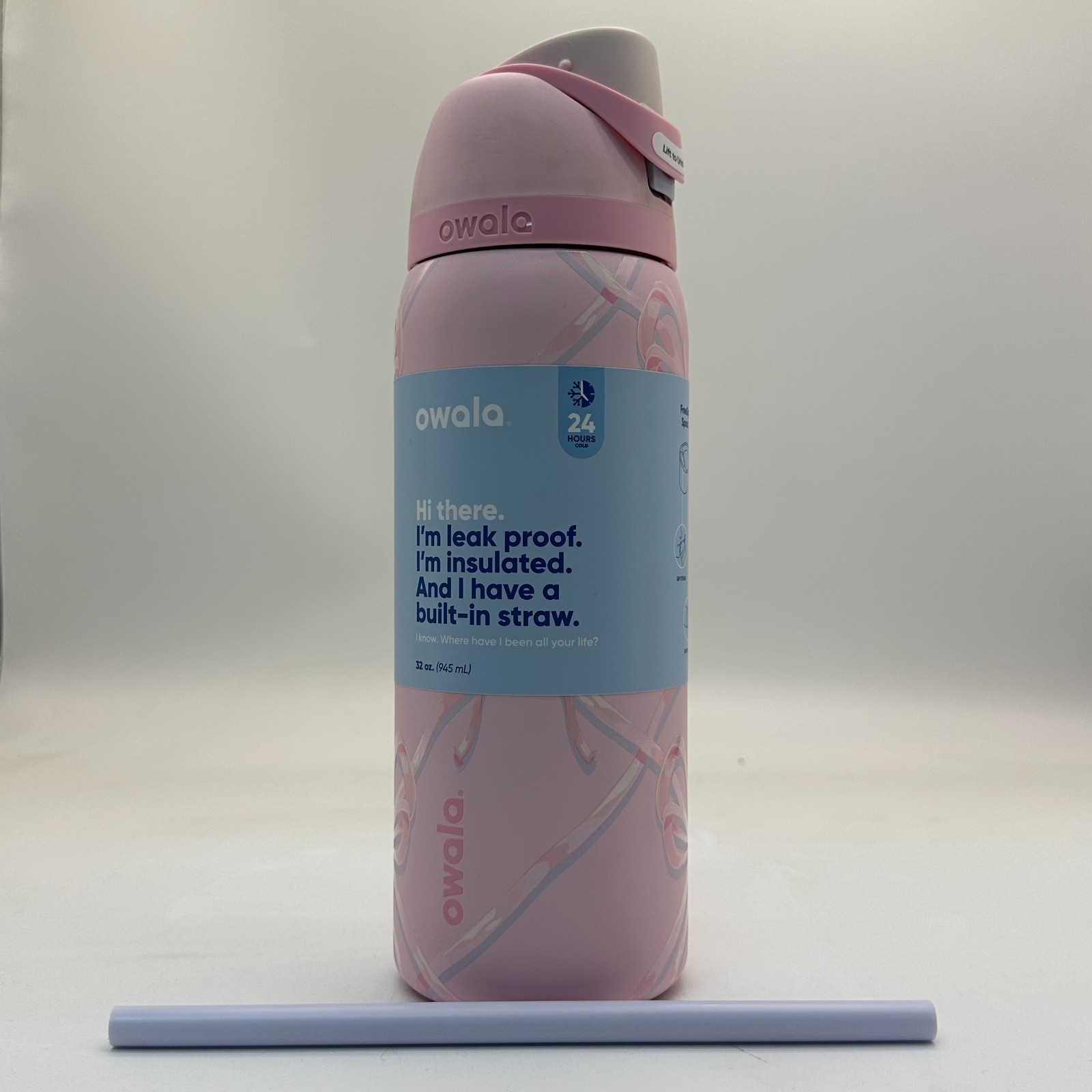 Owala Sugar Plum Fairy 32 Oz FreeSip Water Bottle Holiday Edition Pink
