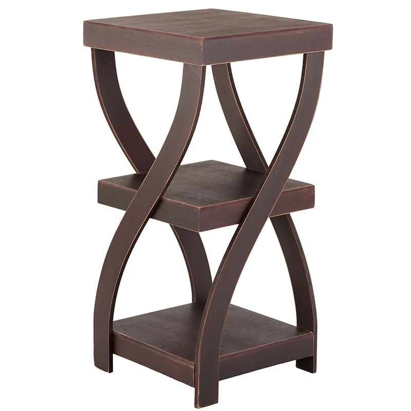 Twisted End Side Accent Table Nightstand Walnut Living Room Bedroom Furniture