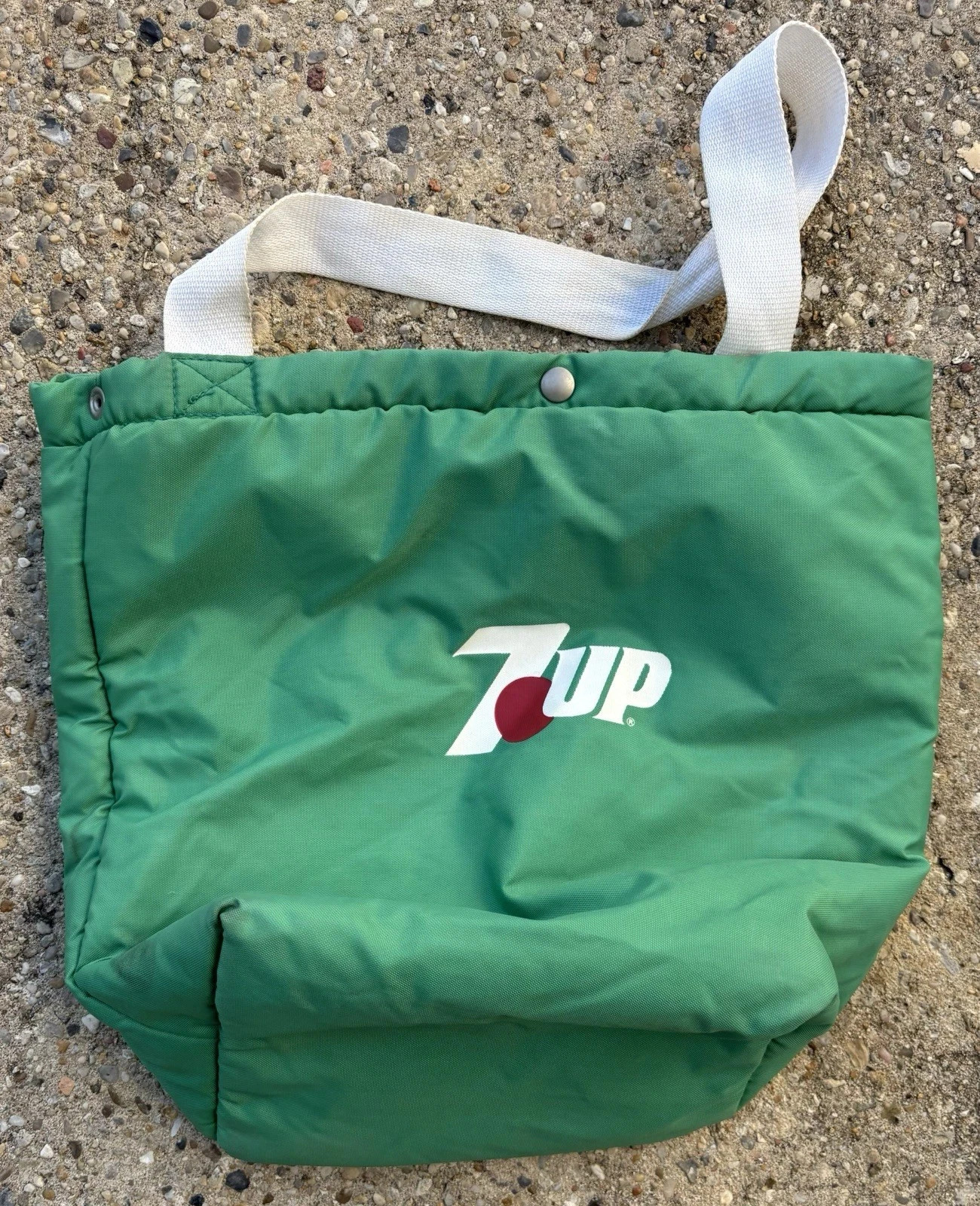 Vintage 7up Ice-N-Tote Soft Ice Cooler 1980s Green with White Strap