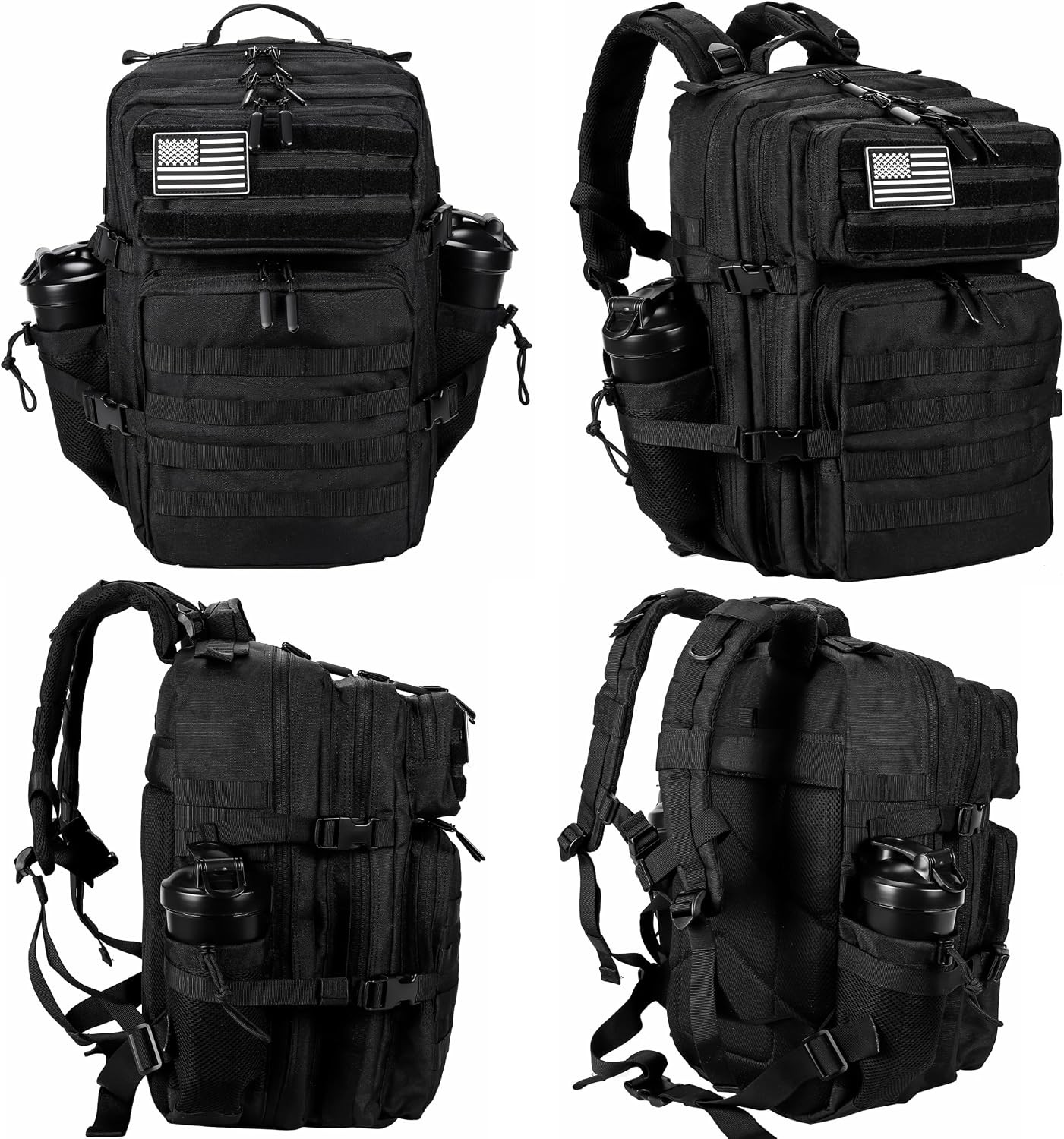 Military Tactical Backpack 45L Army 3 Days Assault Pack Bag Black