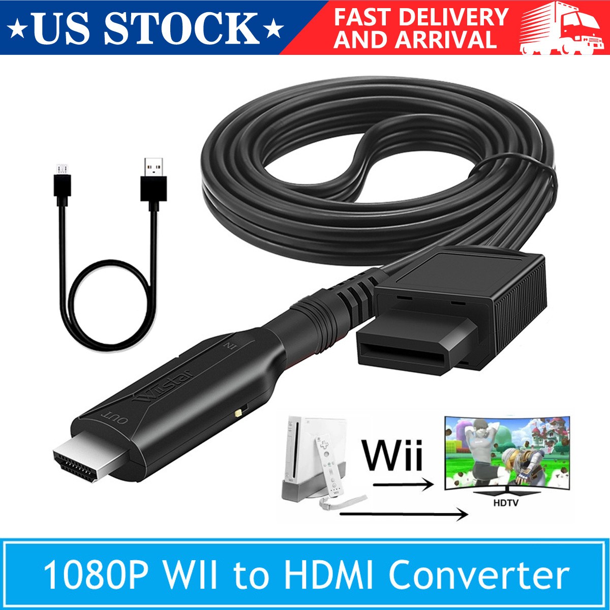 Wii to HDMI Adapter Converter Cable Full HD 1080P Plug&Play for Television PC-US