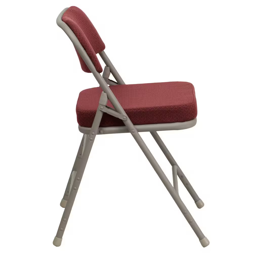 Hercules Series Premium Curved Triple Braced & Double Hinged Burgundy Fabric Uph
