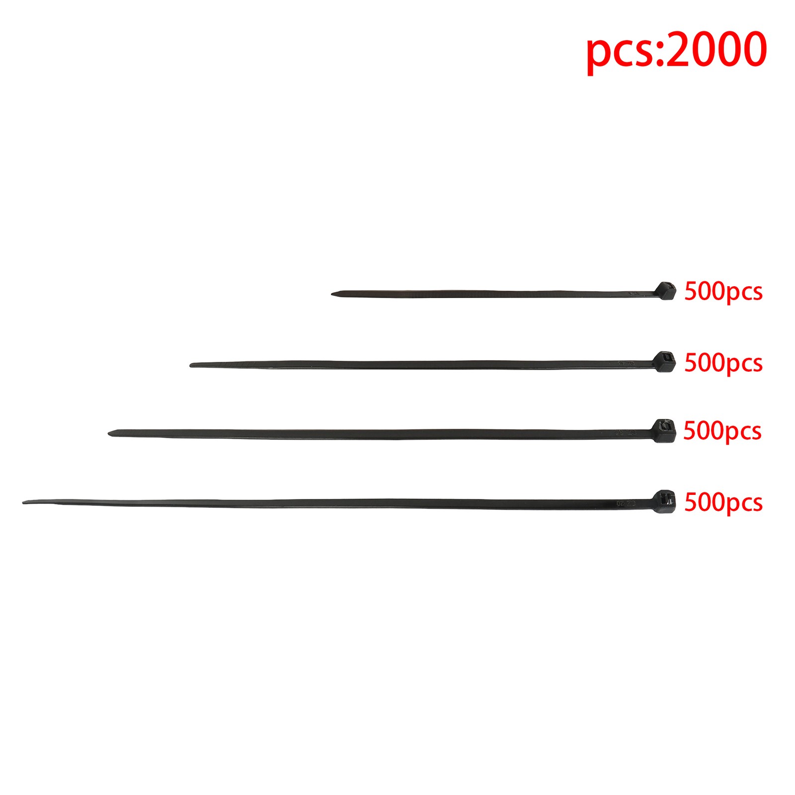 2000 PCS Self-locking Nylon Zip Ties Assorted Sizes 4+6+8+12 Inch Cable ties