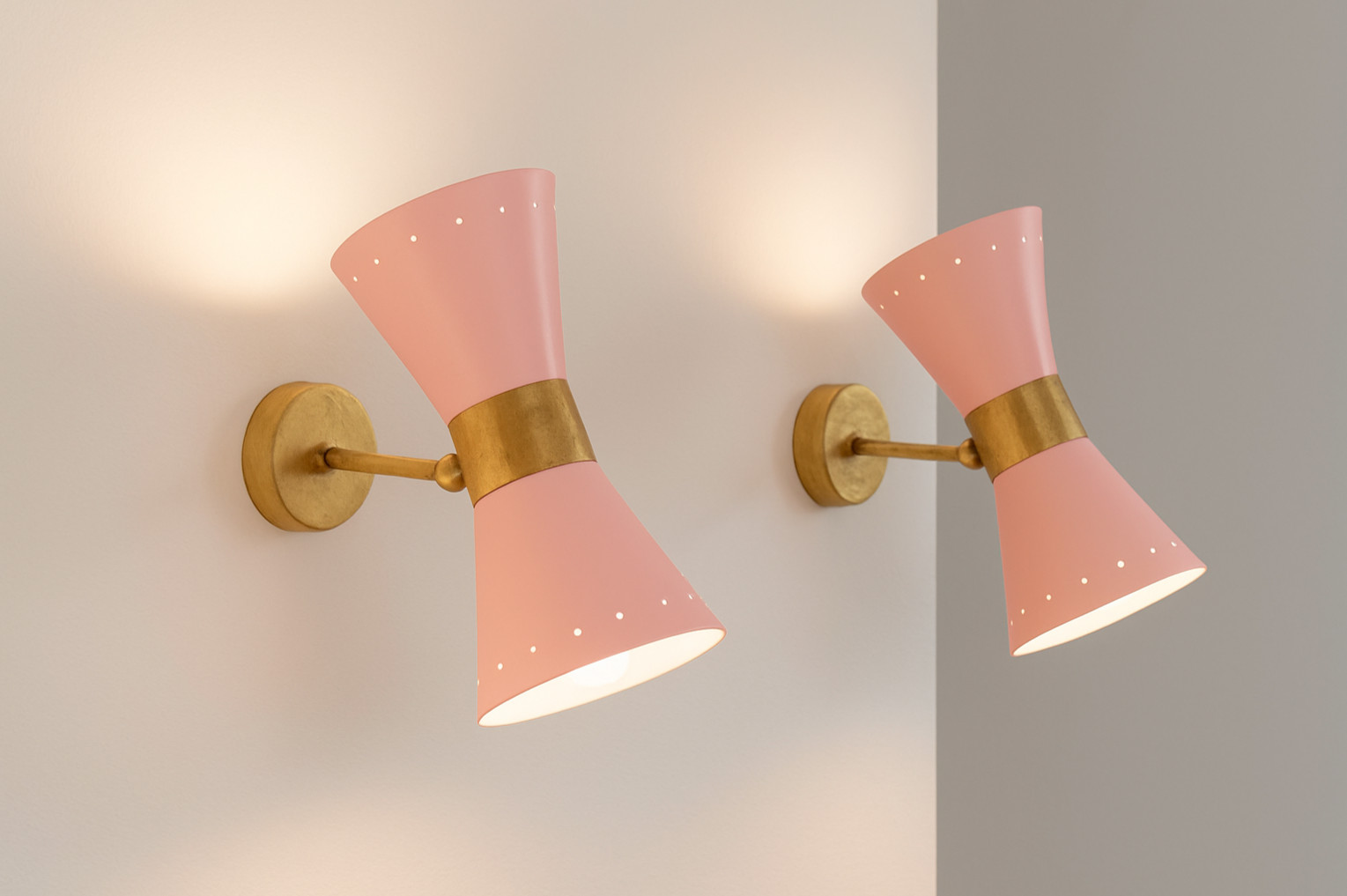Pair of Modern Italian Diabolo Brass Wall Sconce Stilnovo Style Christmas Gift