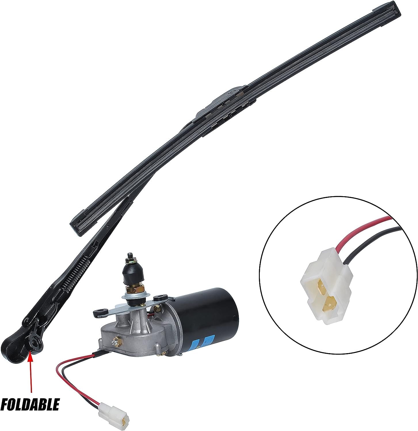 Universal UTV Electric Windshield Wiper Kit, 90° 16" 12V Blade, 2-Pack