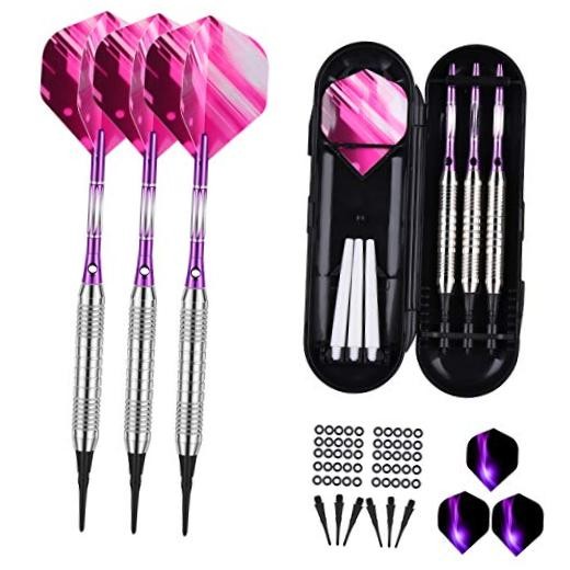 Darts Plastic Tip Set - 18g 21g Colorful Rainbow Soft Tip Darts A-TYPE-PURPLE