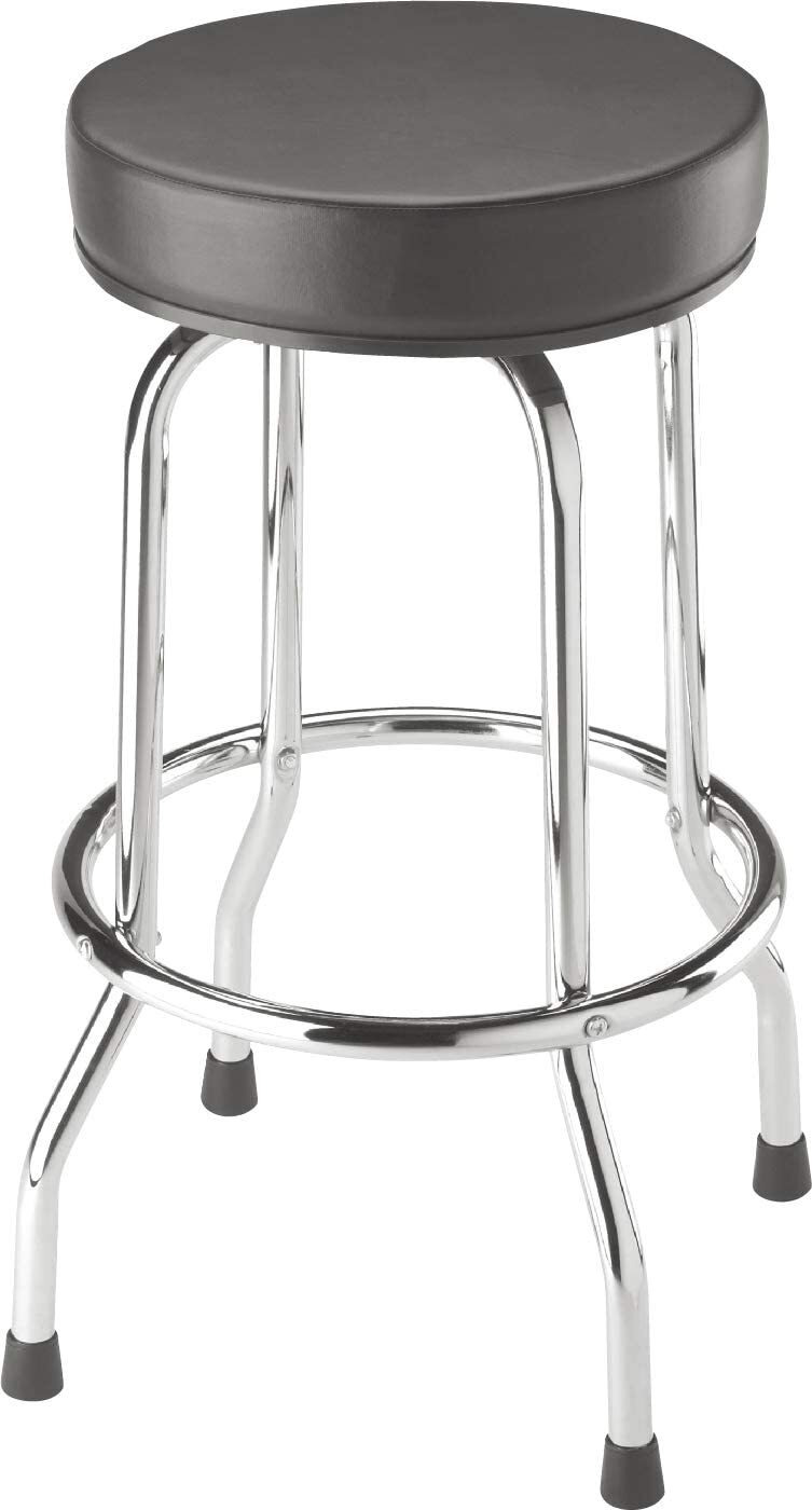BIG RED Torin Swivel Bar Stool Padded Garage Shop Seat wi th Plated Legs, B lack