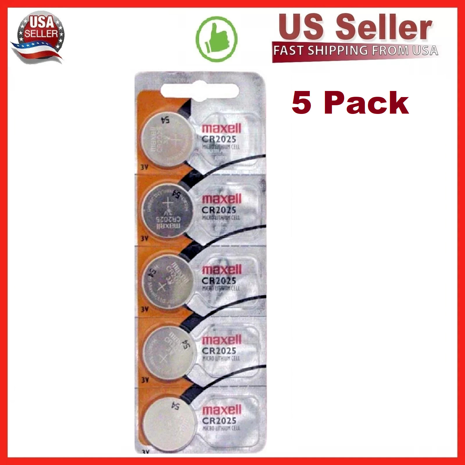 5 x Genuine Maxell CR2025 CR 20225 3V COIN LITHIUM BATTERY Made in Japan BR2025