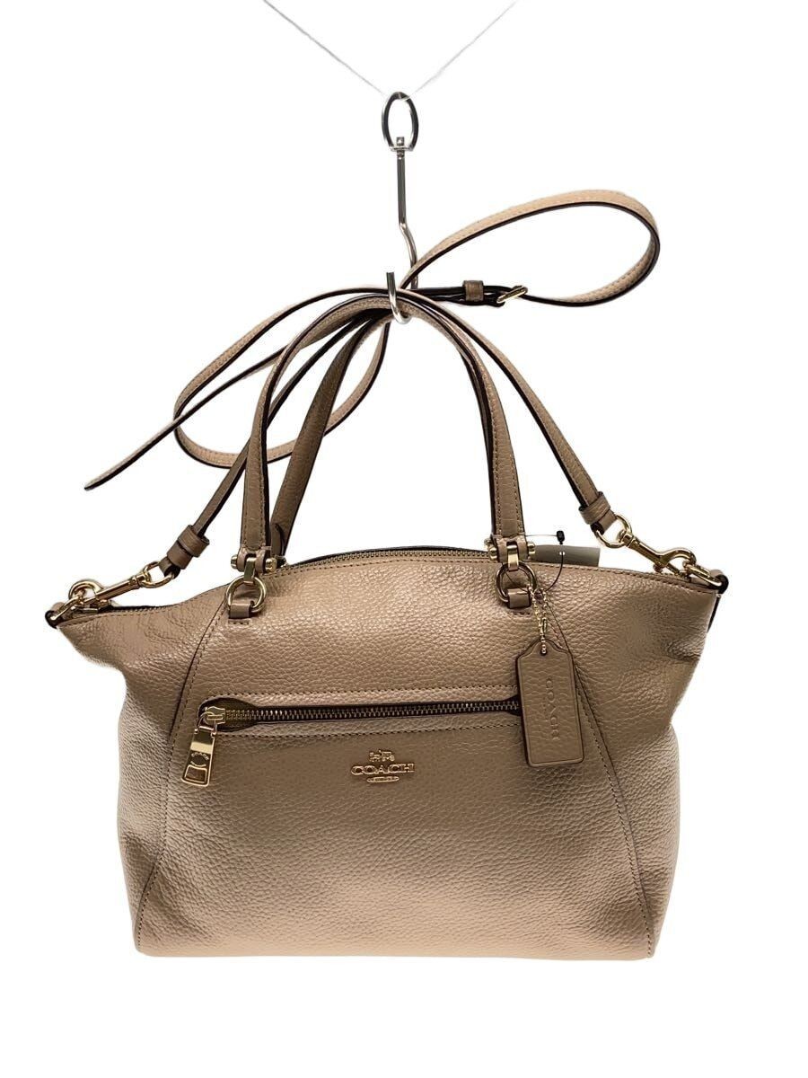 Coach Shoulder Bag Leather BEG Plain 799997 Used