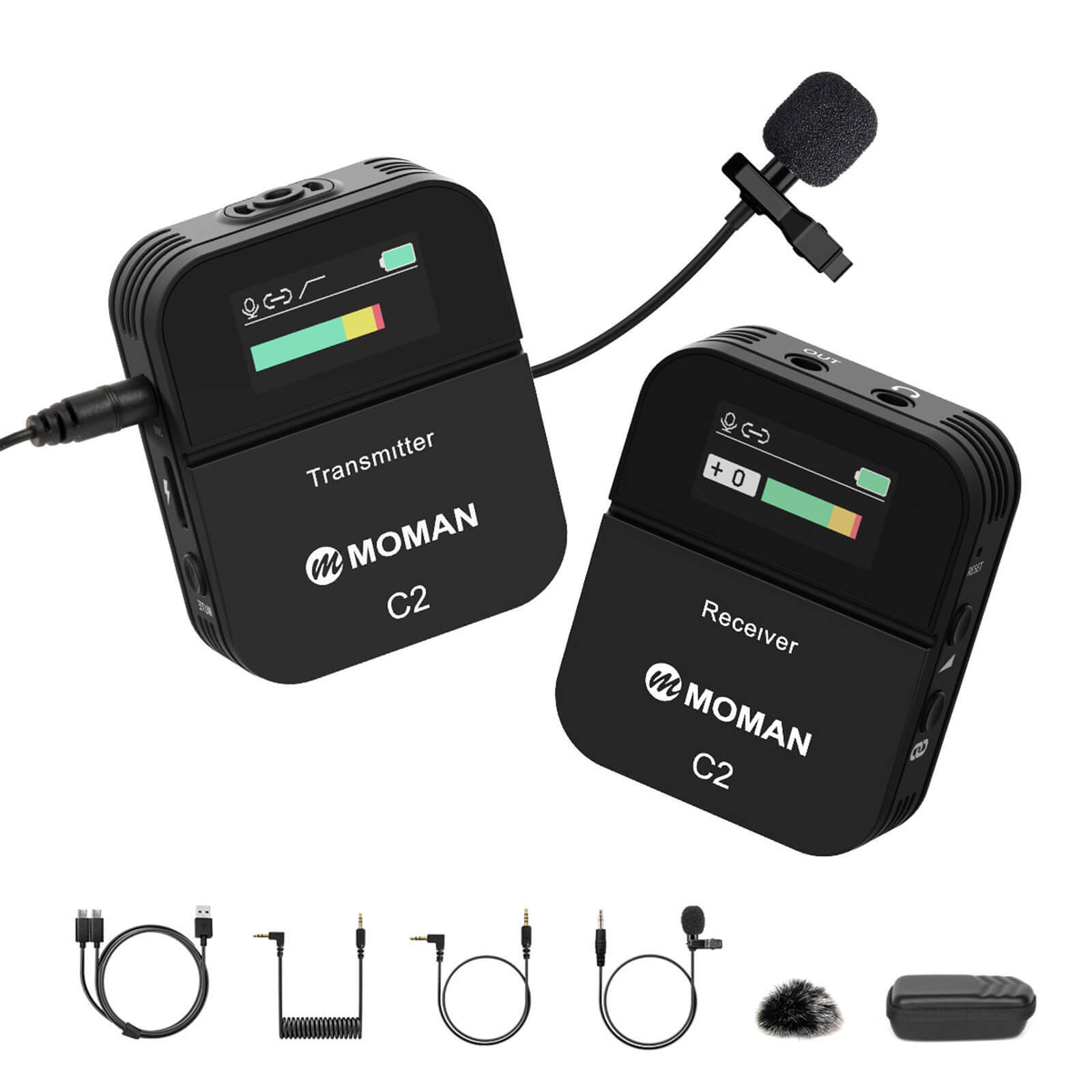 MOMAN C2  Wireless 2.4GHz Lavalier Microphone System For Camera Phone Vlogging