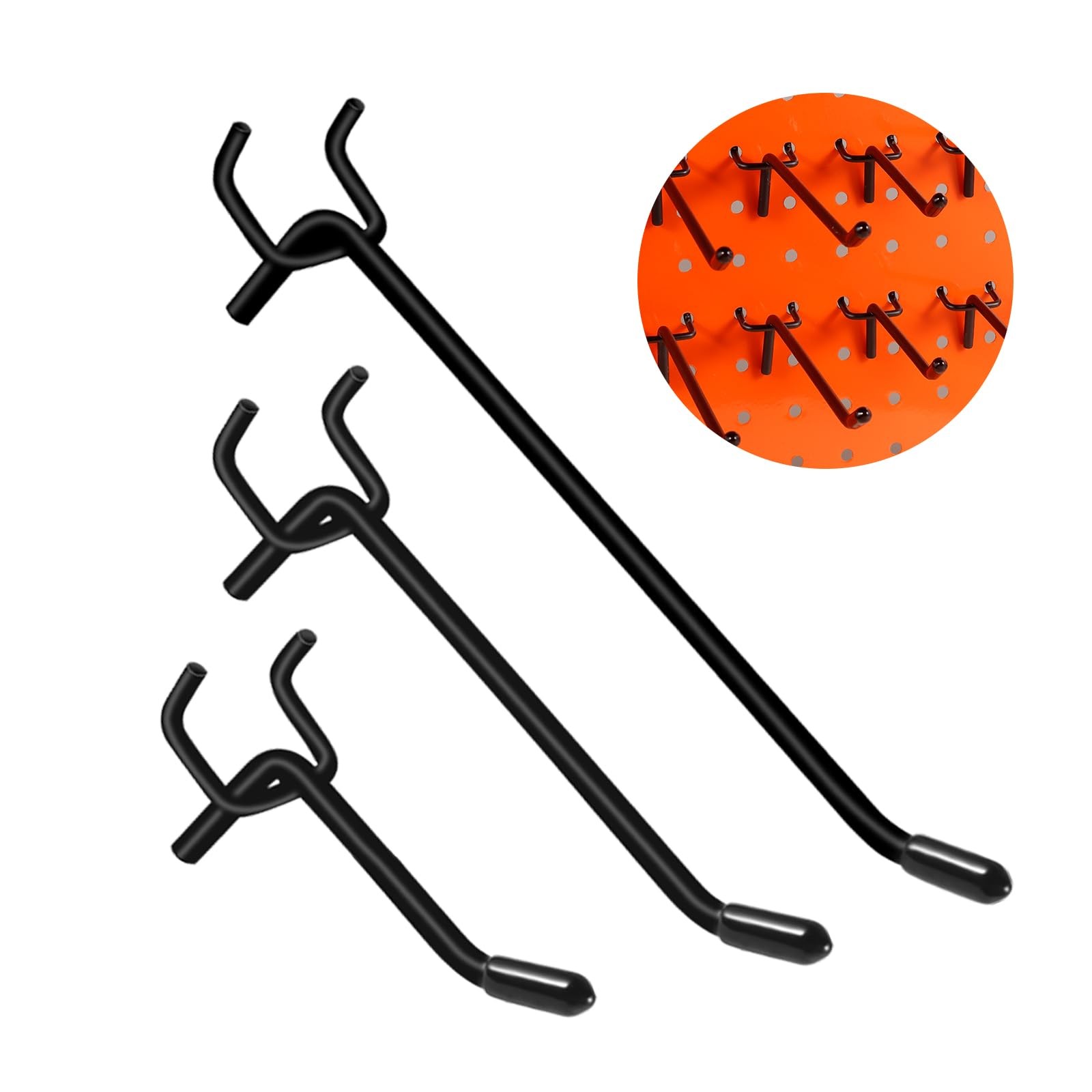 60Pcs Black Pegboard Hooks, 2/4/6 Inch Pegboard Wall Hook Heavy Duty PegBoard Sh