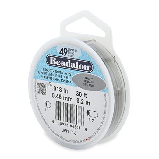 49 Strand Stainless Steel Bead Bright .018 in / 0.46 mm, 30 ft / 9.2 m
