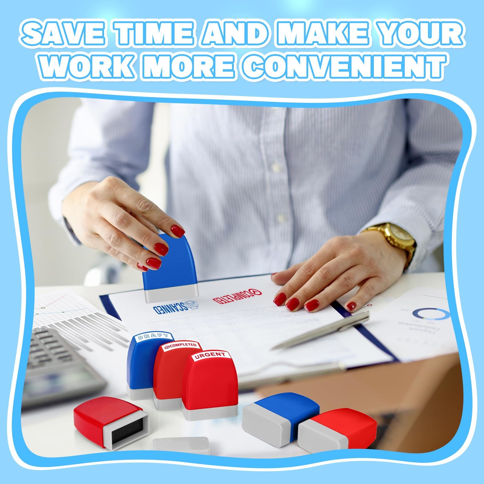 16 Pcs Office Stamp Set Message Inking Stamp Set for Office Stamps Completed ...