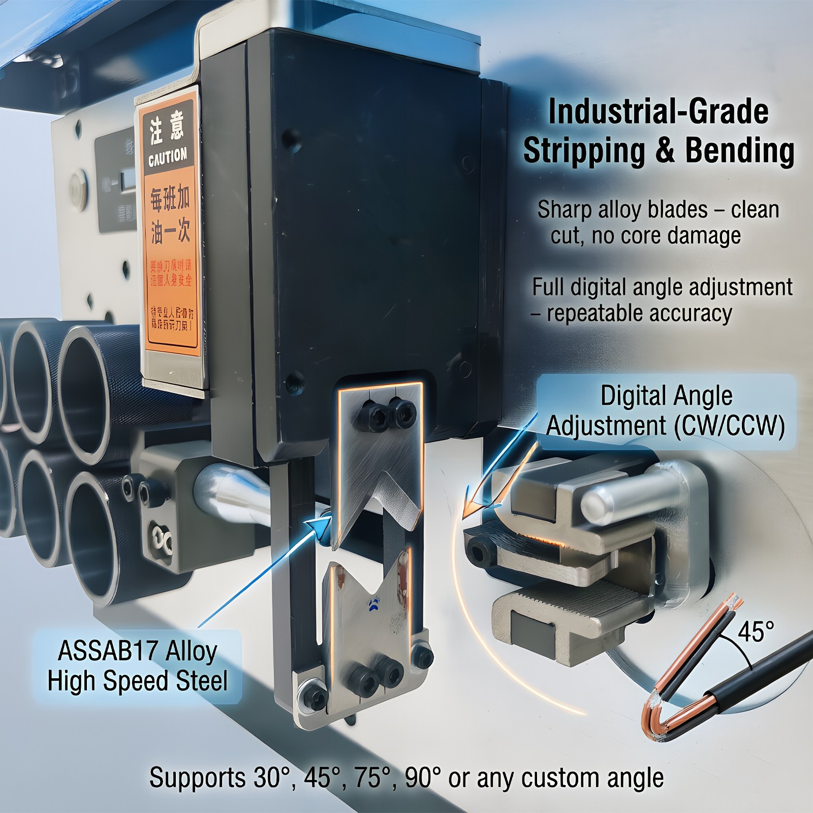 1-16mm² Fully Auto Computer Wire Stripping & Bending Machine w Touch Screen