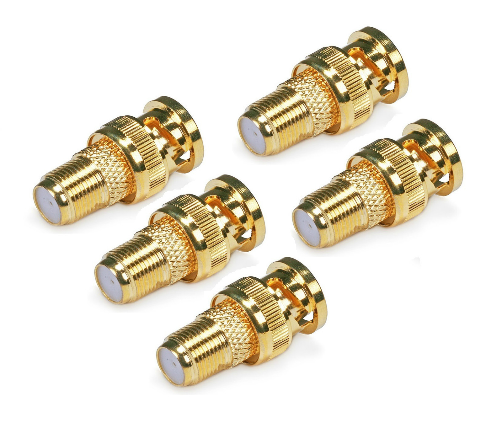 5 Pcs Replacement BNC Male to F Female Plug Metal Adapter Connectors
