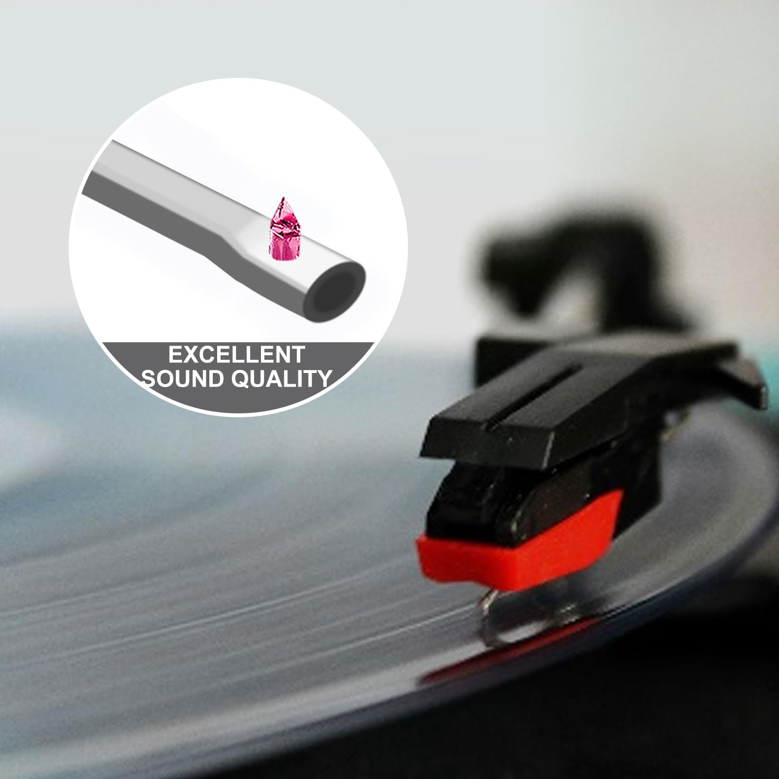 4Pcs Record Player Needle for Crosley, Victrola, ION, LP, Universal, red