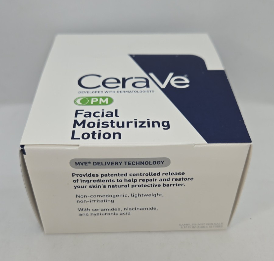 CeraVe PM Facial Moisturizing Lotion 0.17 fl. oz. Travel Mini Box Of 15 Tubes