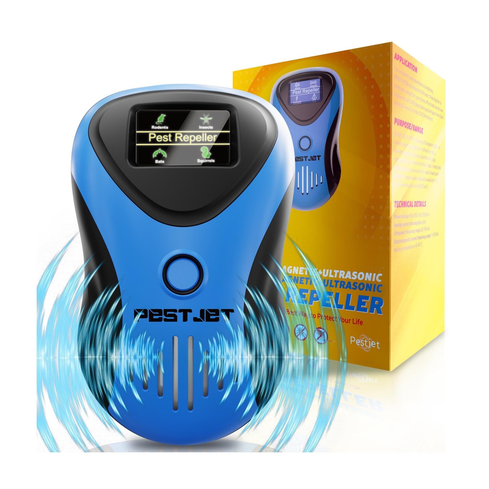 Ultrasonic Pest Repeller Plug-in with LED Display, Indoor/Outdoor Electronic Dev