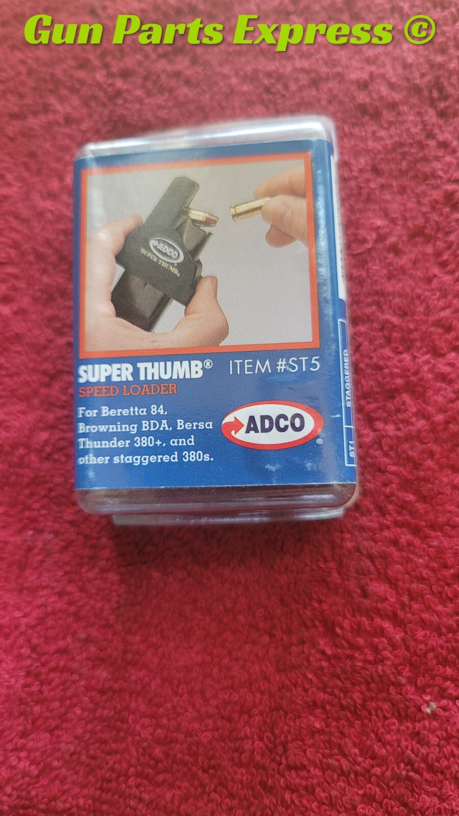ADCO Super Thumb ST5 Magazine Loader  Beretta 94, Glock, .380 Staggered Magazine