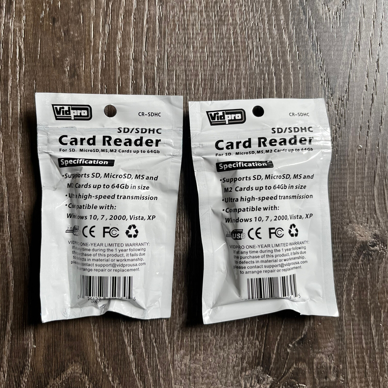 Vidpro CR-SDHC Card Reader for SD & Micro SD Cards X 2