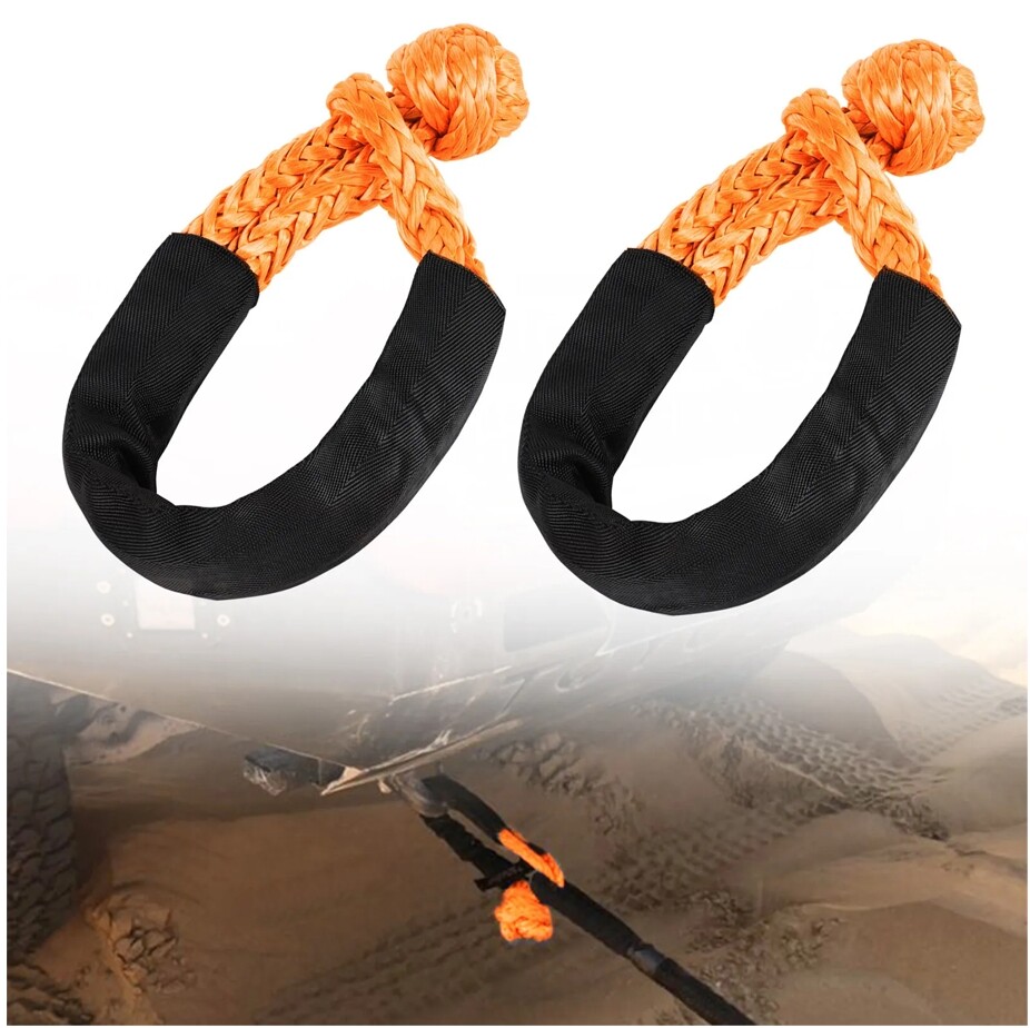 2X Car Soft Shackle Car Road Rescue Tow Rope Emergency Buckle Orange For Atv Suv