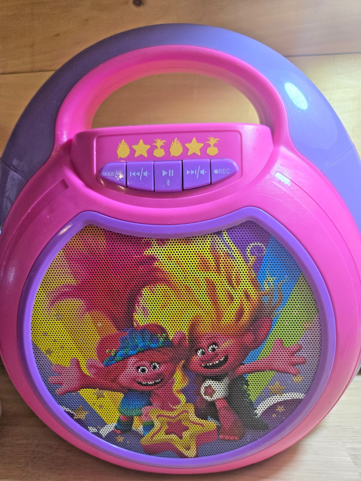 Trolls Movie Karaoke Machine Bluetooth LED Light Show Store/Record MP3 Tested!