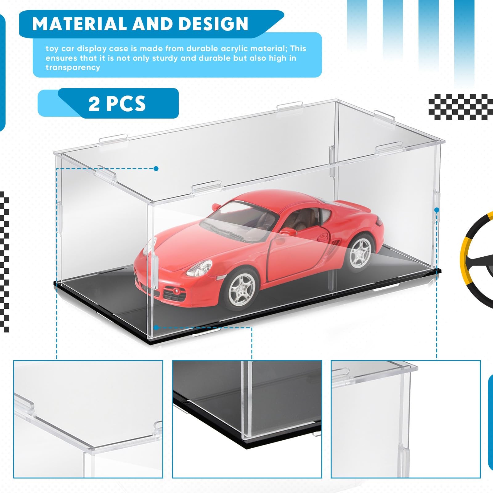 2 Pcs Acrylic Model Car Display Case 1: 24 Scale Clear diecast Display Boxes ...