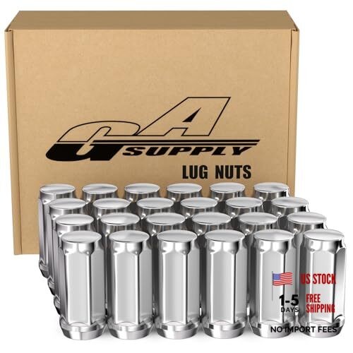 Lug Nuts - Long Bulge Acorn Closed End Chrome M14x1.5 Silver 24pcs - 1.9" Tall