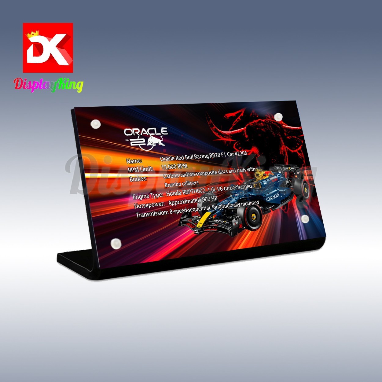 Display King - Display plaque for Lego Oracle Red Bull Racing RB20 F1 Car 42206