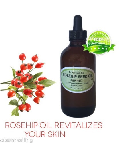 2 Oz Glass Dropper Premium Refined Rosehip Oil Pure & Organic Fresh Skin Body