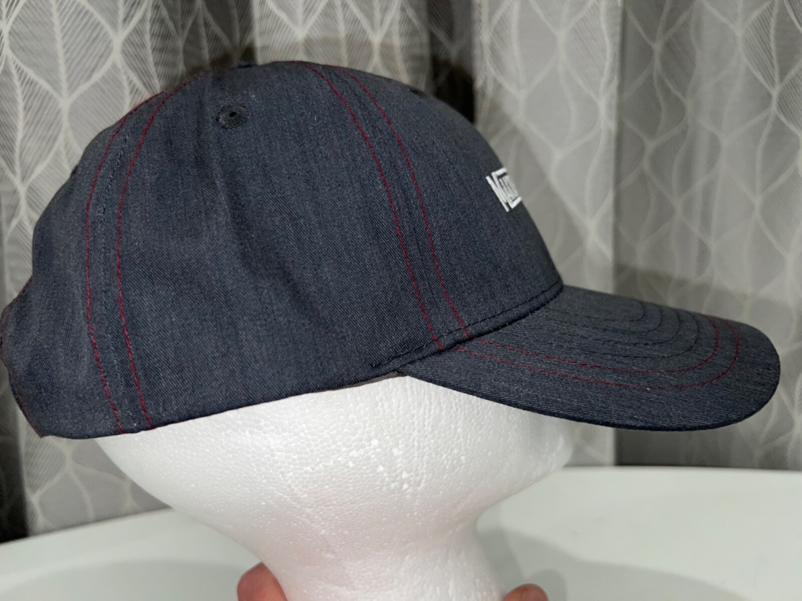Making Our Mark White Embroidered Gray Cotton Hat Cap Hook Loop Adj EUC
