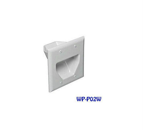 2-Gang Recessed Low Voltage Cable Wall Plate, White