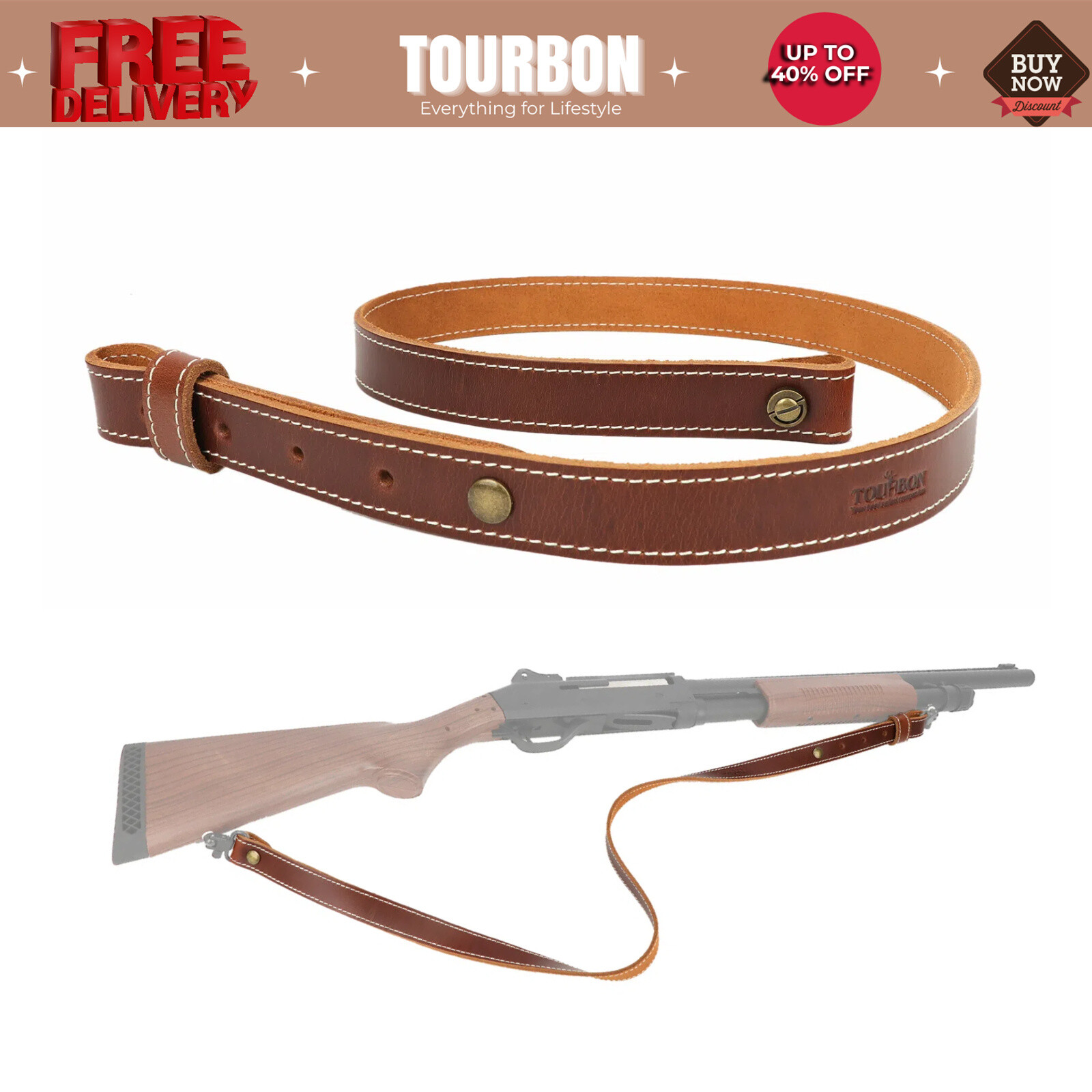 Tourbon Leather Rifle/Shotgun Sling Strap Hunting fit for Marlin Henrry Carrying