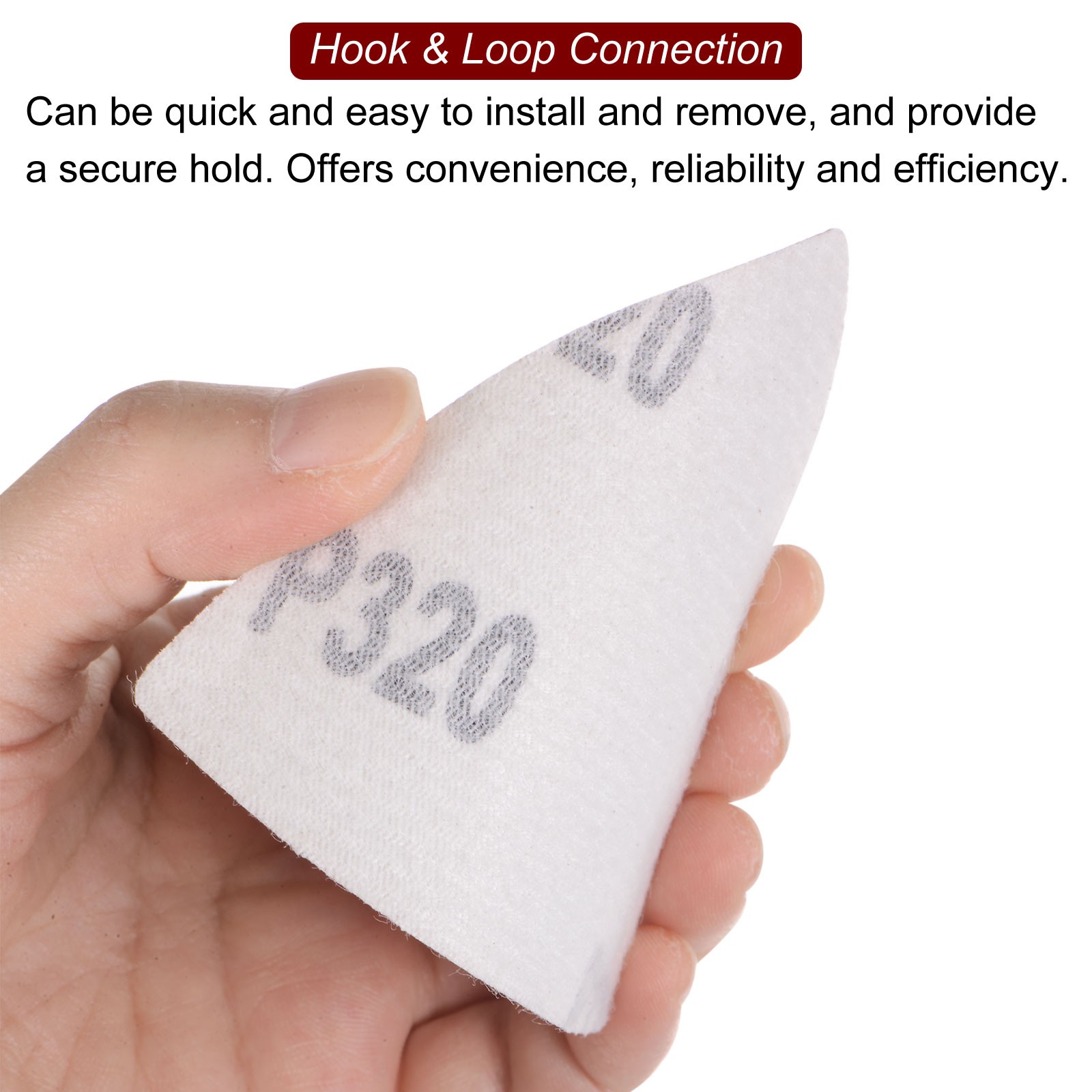 100pcs 320 Grits 80mm Aluminum Oxide Triangular Hook & Loop Sandpapers Pads
