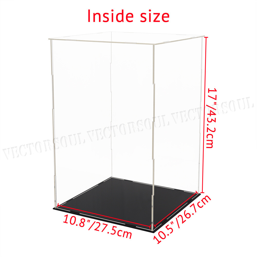 17" Large Acrylic Display Case Dustproof Clear Box Action Figures Self-Install