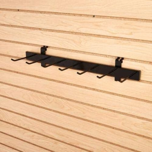 Set of 4 Slatwall Belt Tie Racks Hangers Necktie 7 Hooks Black Space-Saving
