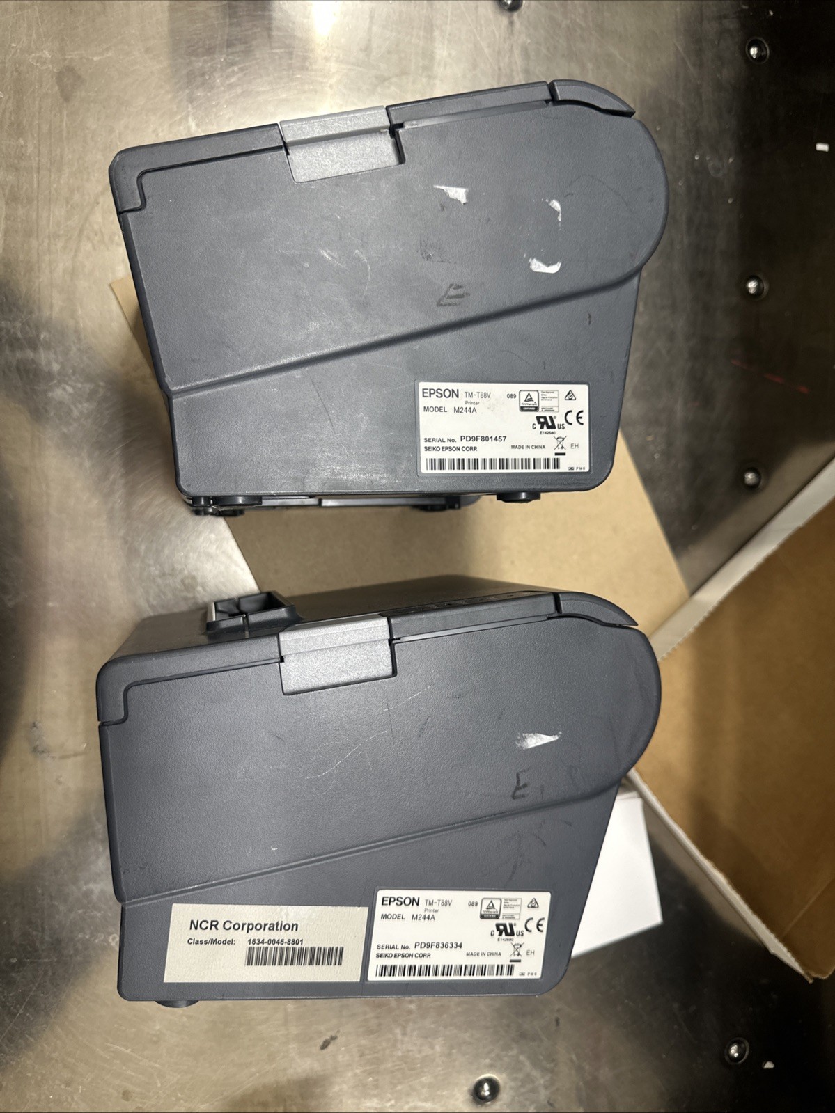 2x Epson M244A TM-T88V Gray USB Thermal POS Receipt Printer Untested No Cable