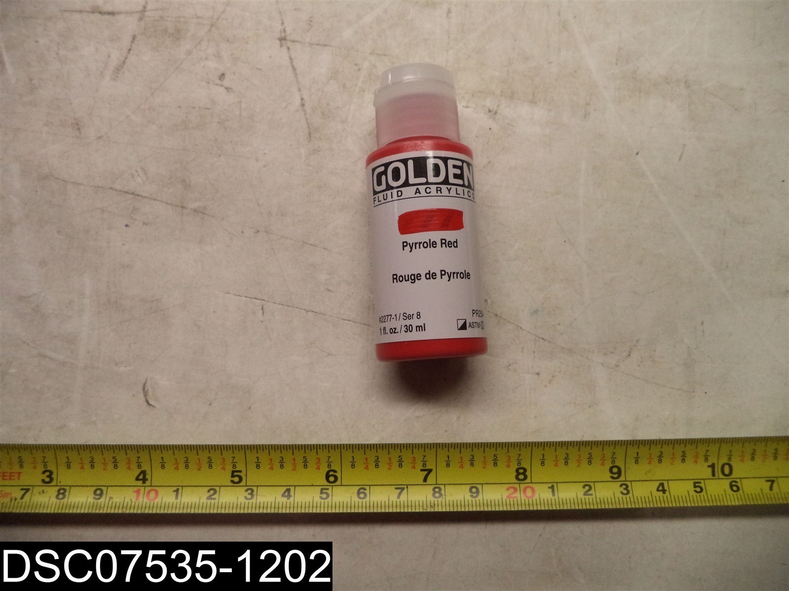 QTY=1 oz: 2277-1 Golden Pyrrole Red Acrylic Paint