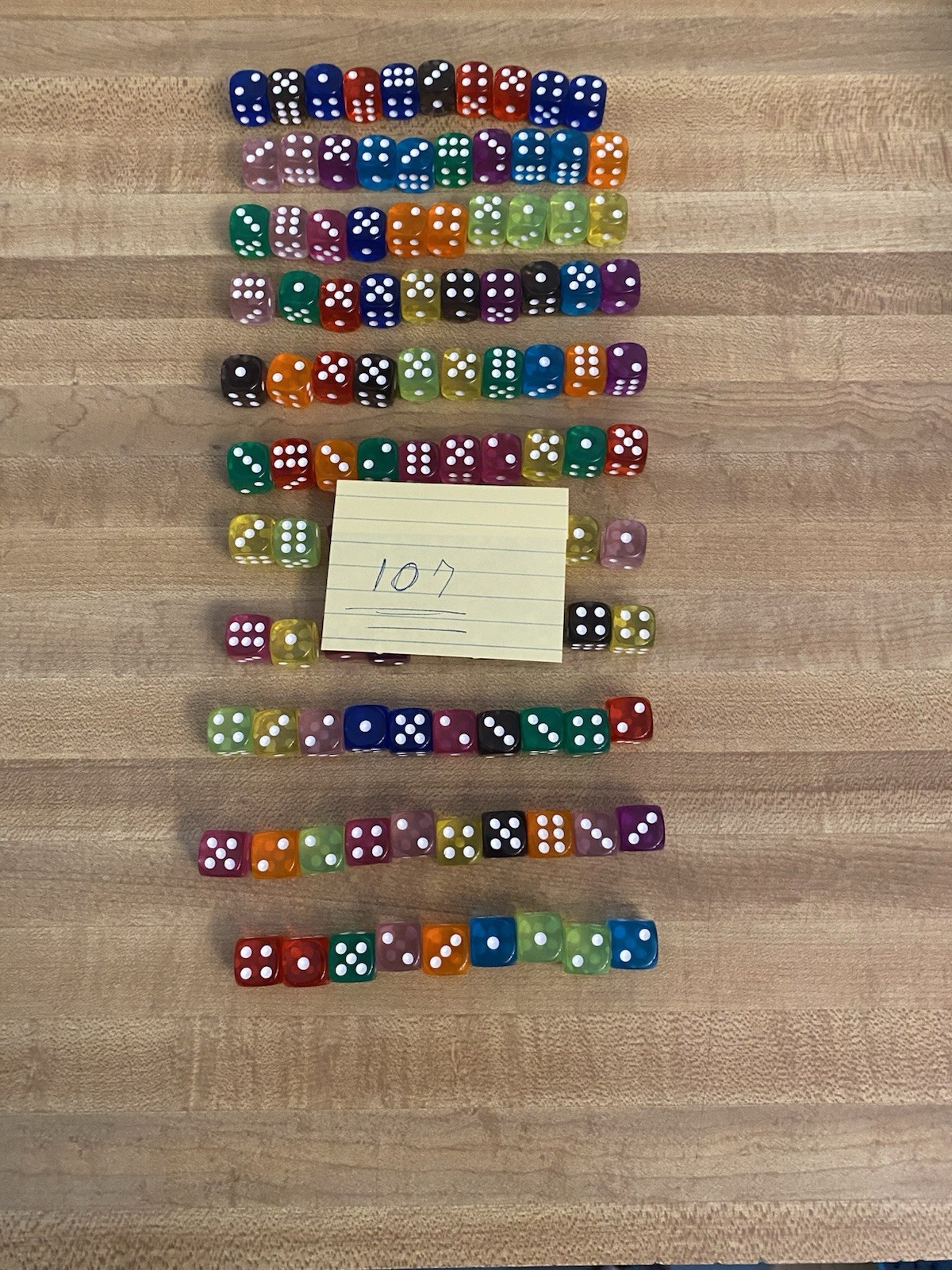 Plastic Bag Of 107 Dice Translucent Rounded Edge Colored Dice