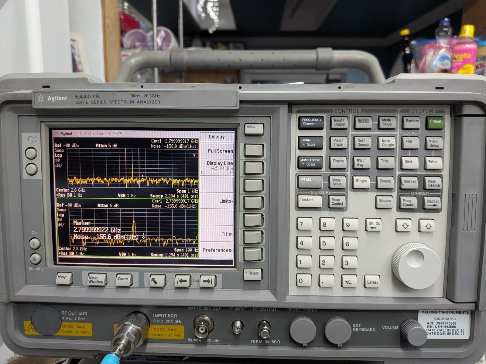 Agilent HP Keysight E4407B Spectrum Analyzer 27 GHz Loaded NFA Noise Figure 219