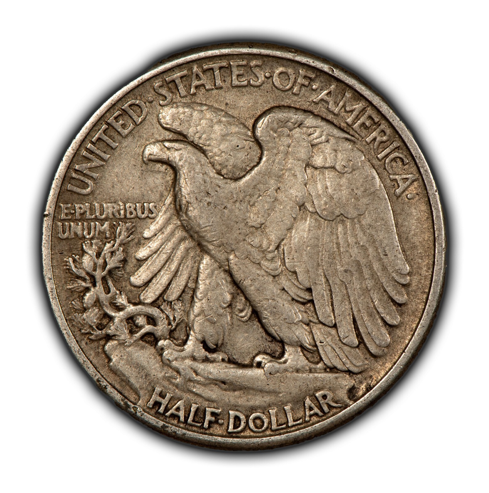 1945 50c Walking Liberty Half Dollar Mint Error Missing Initials - XF/AU - Z5445