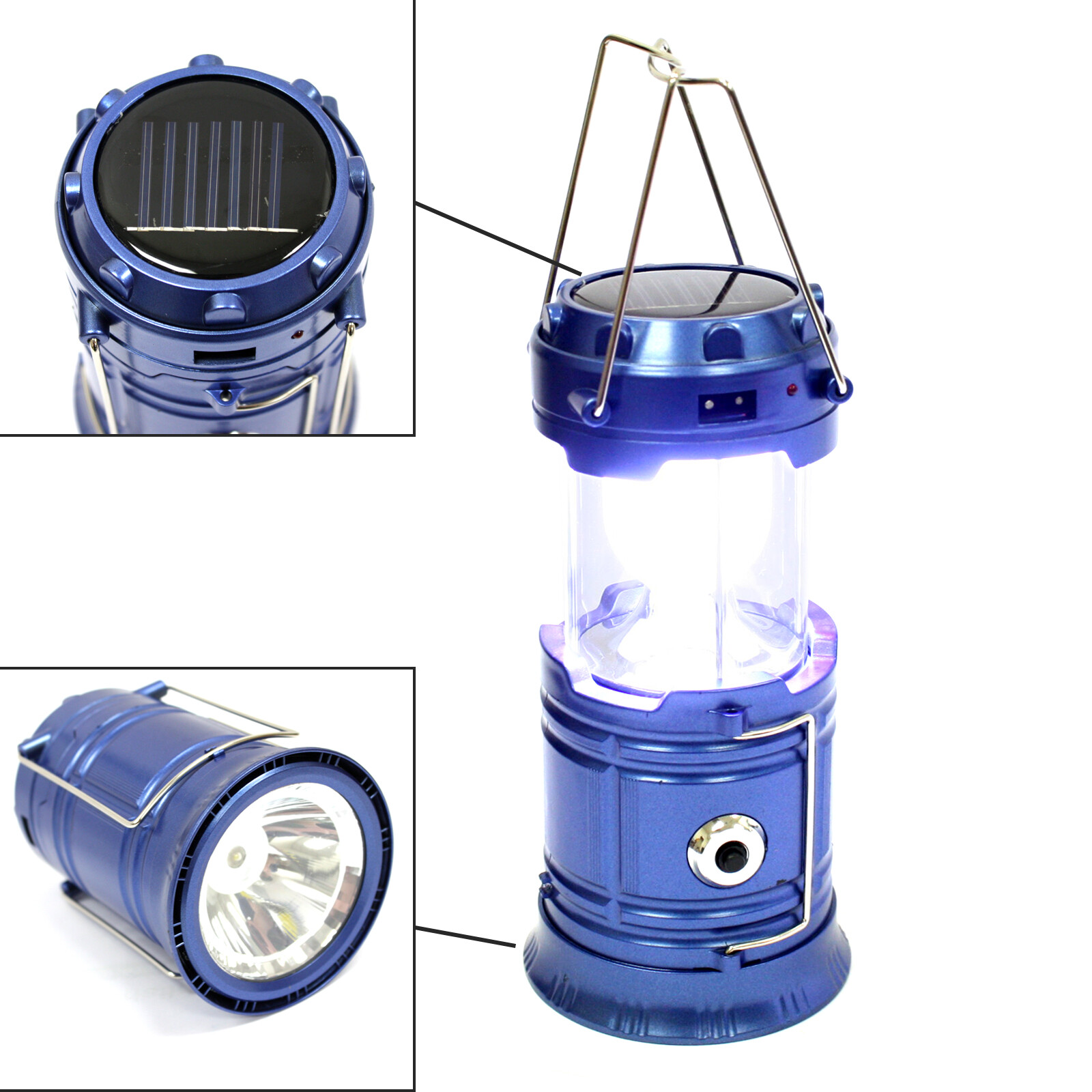 Camping LED Solar Lantern Flash Light & Rechargeable Battery Power Bank Outdoor