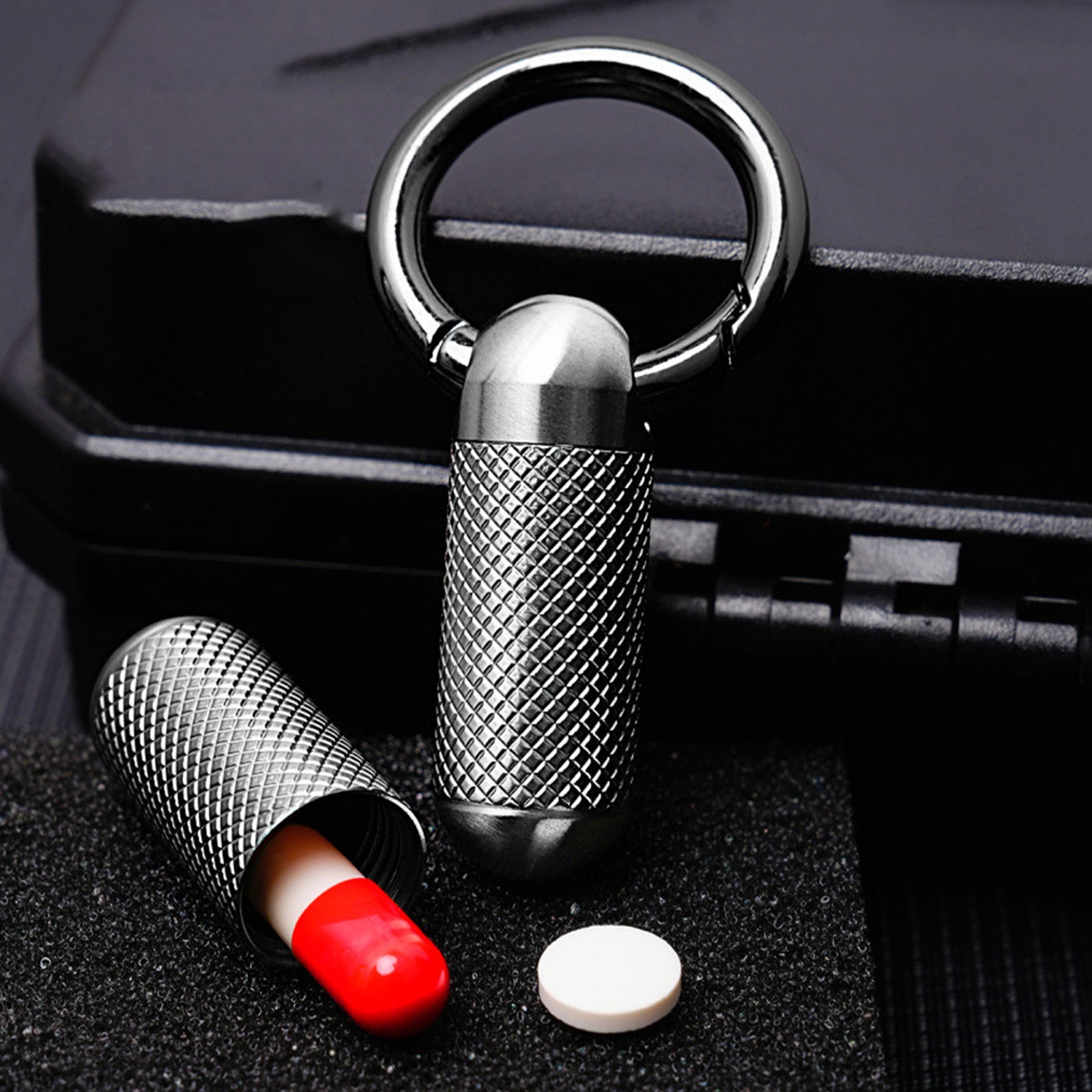 Mini Titanium Waterproof Emergency Capsule Box Pill Case Keychain Pendant Bottle