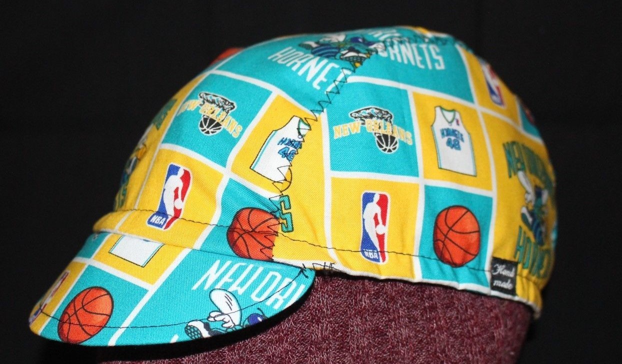 Cycling cap NBA NWE ORLEANS HORNETS     one size 100% COTTON   handmade IN USA