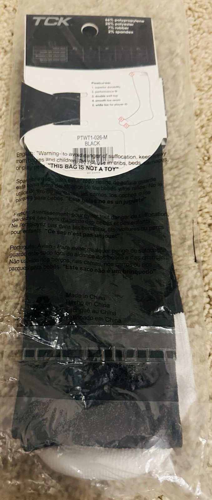 TCK Baseball Socks (Black, Men’s Size Medium)