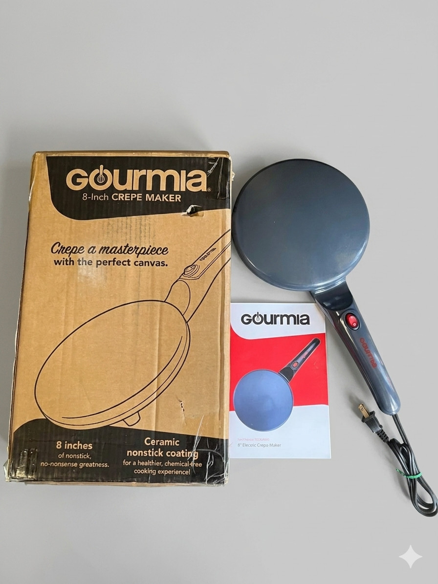 Gourmia 8” Crepe Maker – Nonstick Ceramic Electric Griddle for Crepes, Tortillas