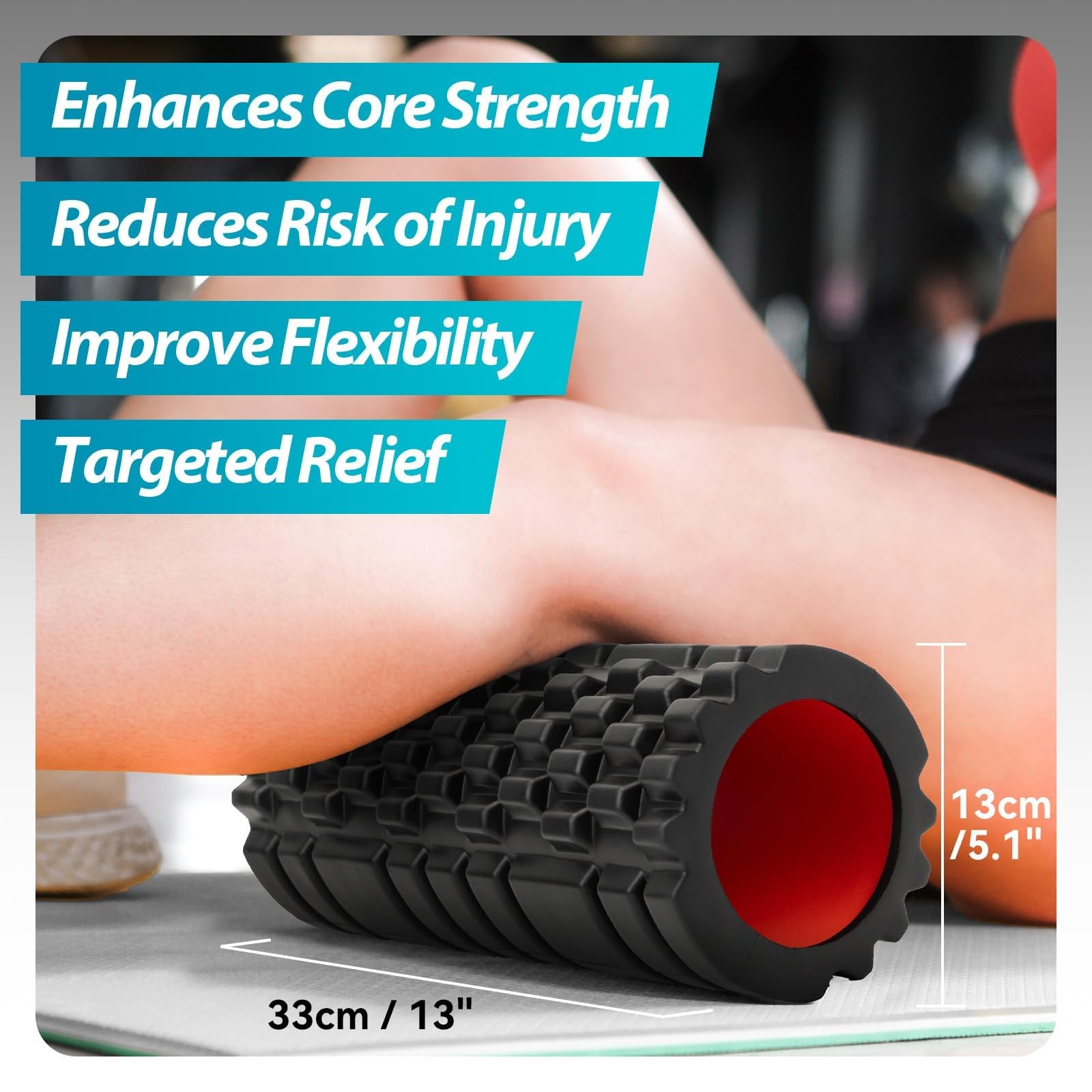 Foam Roller for Deep Tissue Massager, 13" High Density Exercise Patented Roll...