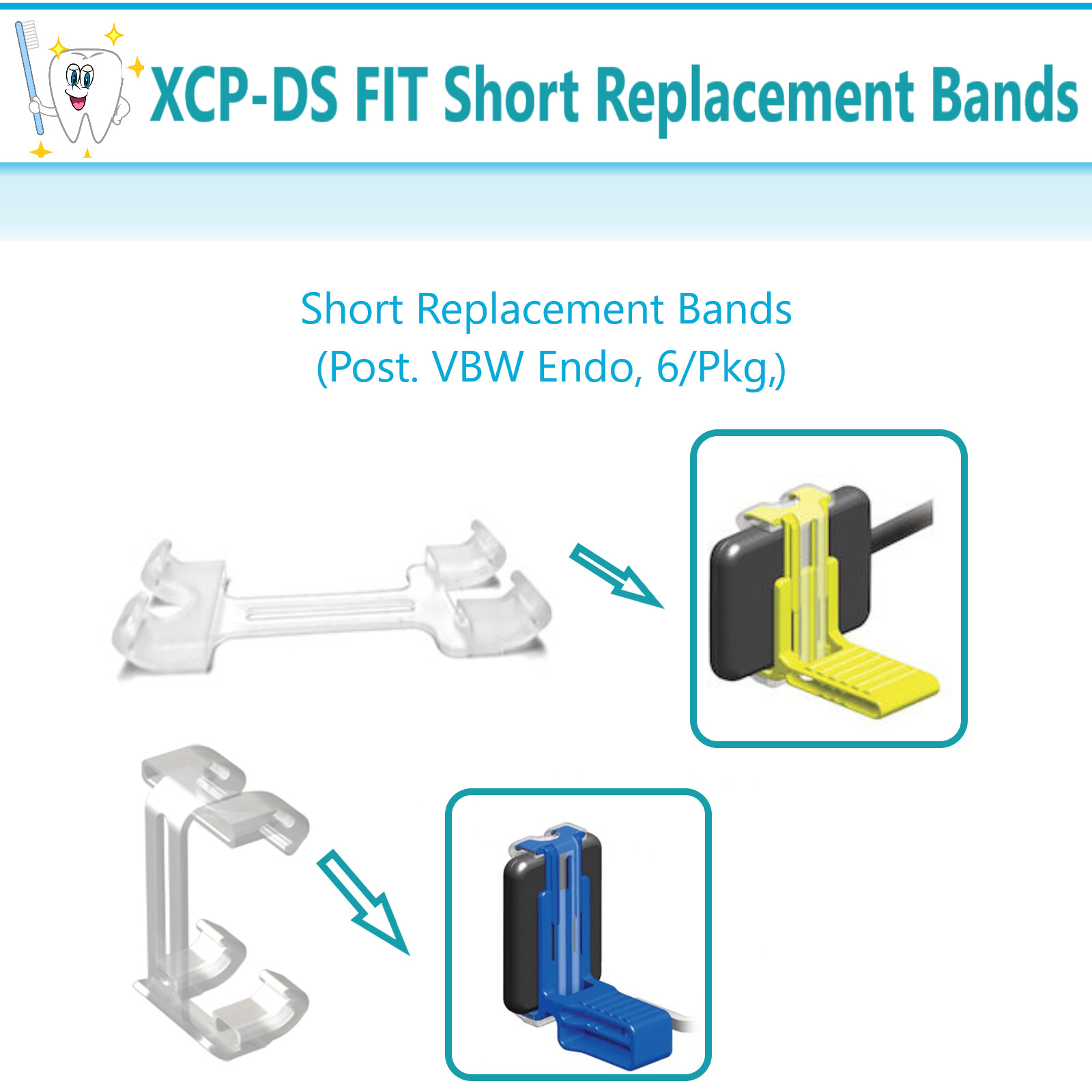 XCP-DS Fit Band Sensor Holder Silicone Replacement Band Short or Long, Mix, 6/pk